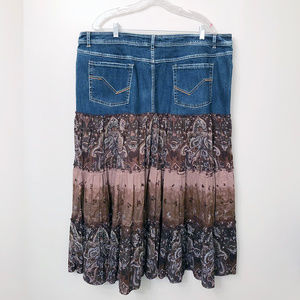 Faded Glory Skirts - Denim & Cotton Paisley Skirt 22W Faded Glory Skirts - Denim & Cotton Paisley Skirt 22W
